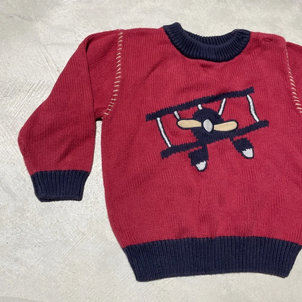 Gymboree Sweater Boys Size 2T Pilot Airplane Vintage 2003 Pullover Knit Kids